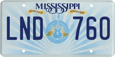 MS license plate LND760