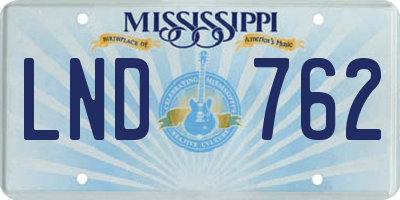 MS license plate LND762