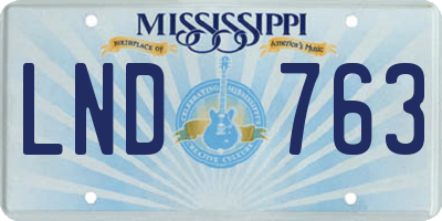 MS license plate LND763