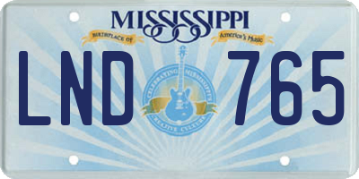 MS license plate LND765
