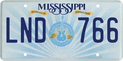 MS license plate LND766