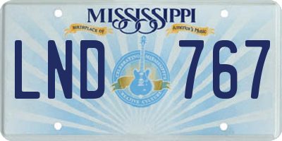 MS license plate LND767