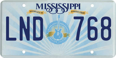 MS license plate LND768