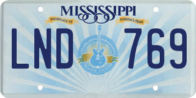 MS license plate LND769