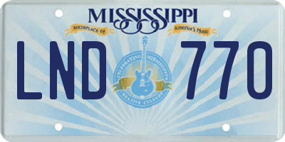 MS license plate LND770