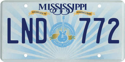 MS license plate LND772