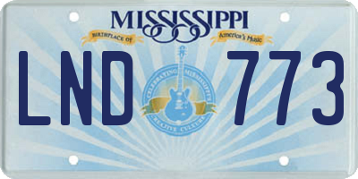 MS license plate LND773