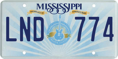 MS license plate LND774