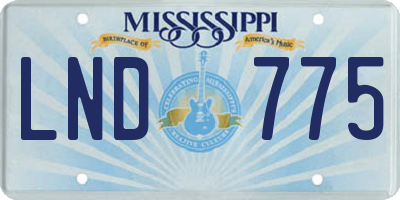 MS license plate LND775