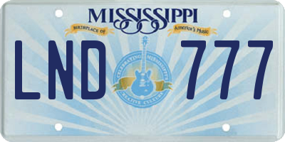 MS license plate LND777