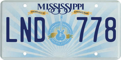 MS license plate LND778