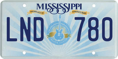MS license plate LND780