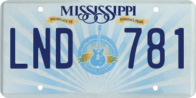 MS license plate LND781