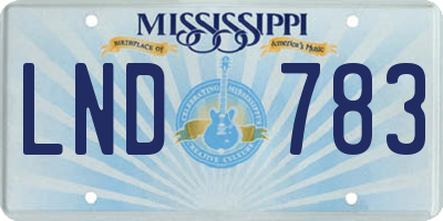 MS license plate LND783