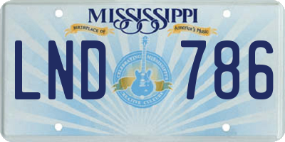 MS license plate LND786