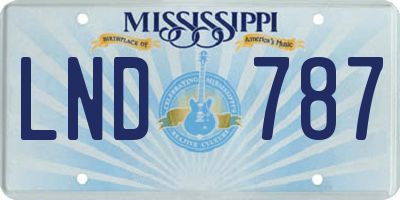 MS license plate LND787