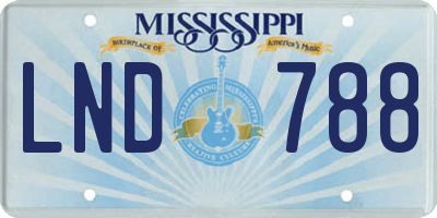 MS license plate LND788