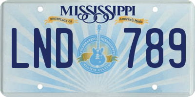 MS license plate LND789