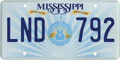 MS license plate LND792