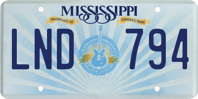 MS license plate LND794