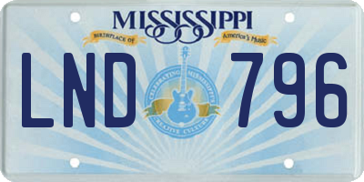 MS license plate LND796