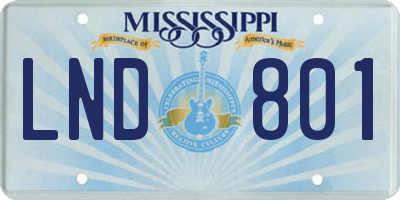 MS license plate LND801