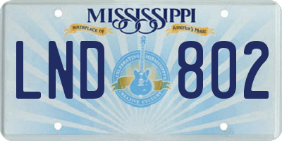 MS license plate LND802