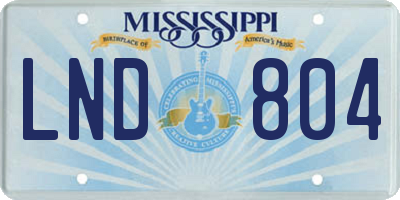 MS license plate LND804