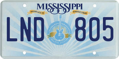 MS license plate LND805