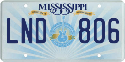 MS license plate LND806