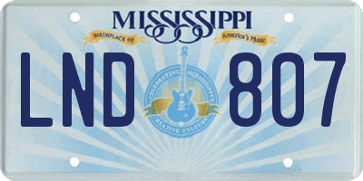 MS license plate LND807