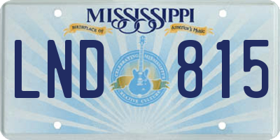 MS license plate LND815