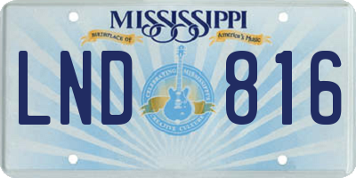 MS license plate LND816