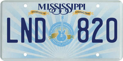 MS license plate LND820