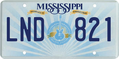 MS license plate LND821