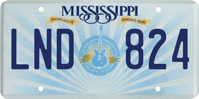 MS license plate LND824