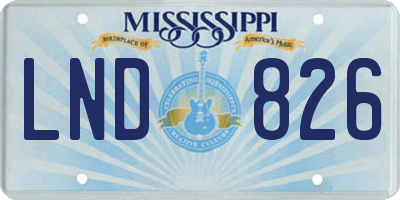 MS license plate LND826