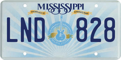 MS license plate LND828
