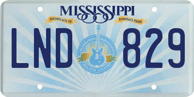 MS license plate LND829