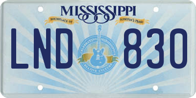 MS license plate LND830