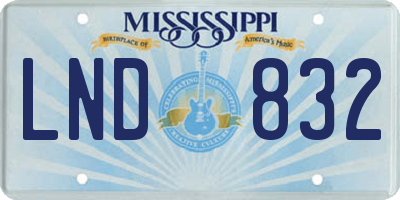 MS license plate LND832