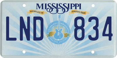 MS license plate LND834
