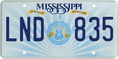 MS license plate LND835