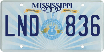MS license plate LND836