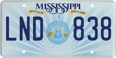 MS license plate LND838