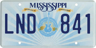 MS license plate LND841