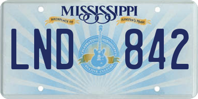 MS license plate LND842