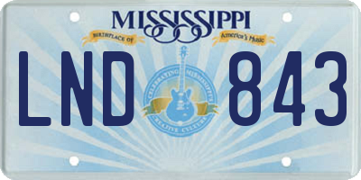 MS license plate LND843