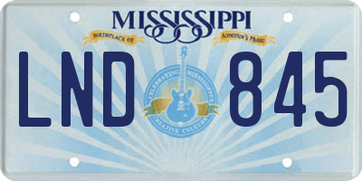 MS license plate LND845