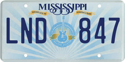 MS license plate LND847